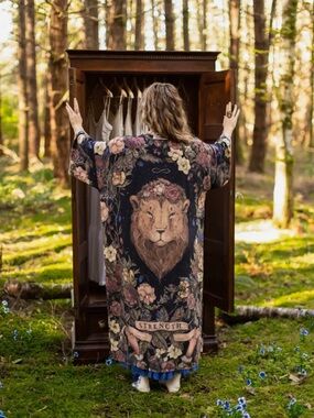 Market of Stars Lionheart Opera Duster Kimono w/ Botanicals & Narnia Inspired